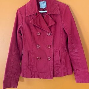 2/$20. Ladies jacket made by Smart set in size S red in colour and 100% cotton.